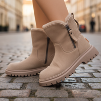 Women's Ankle Boots with Zipper and Fur