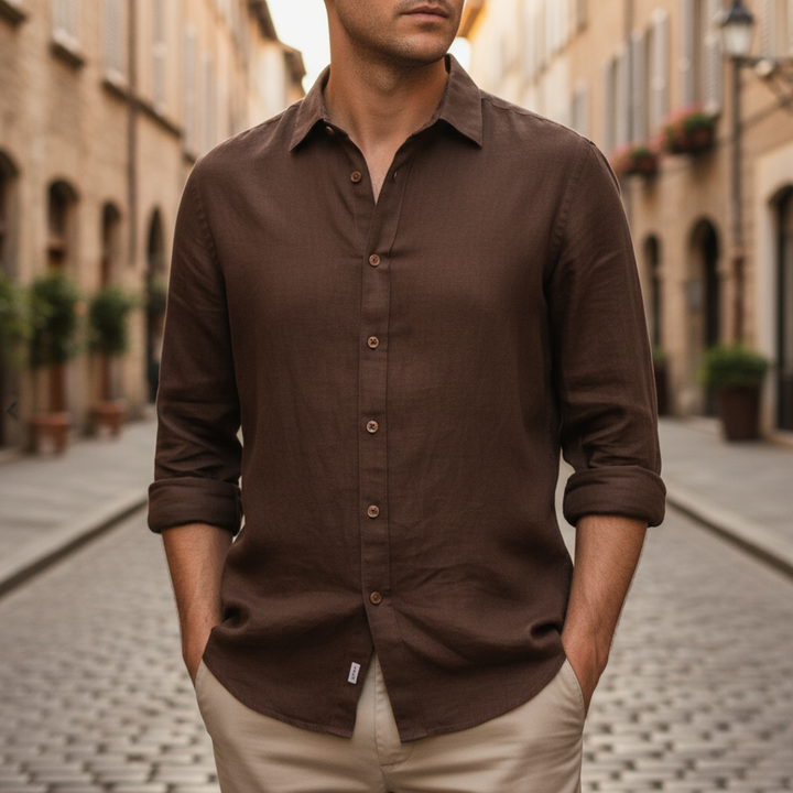 Camicia casual da uomo in tessuto misto