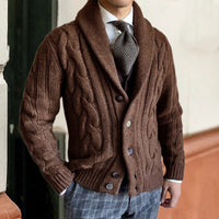 Men's Classic Cable Knit Button Cardigan Sweater