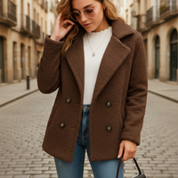Giacca teddy invernale da donna in tessuto misto lana