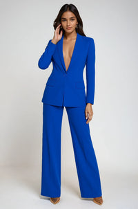 Women's Slim Fit Velvet Blazer and Pants with Buttons