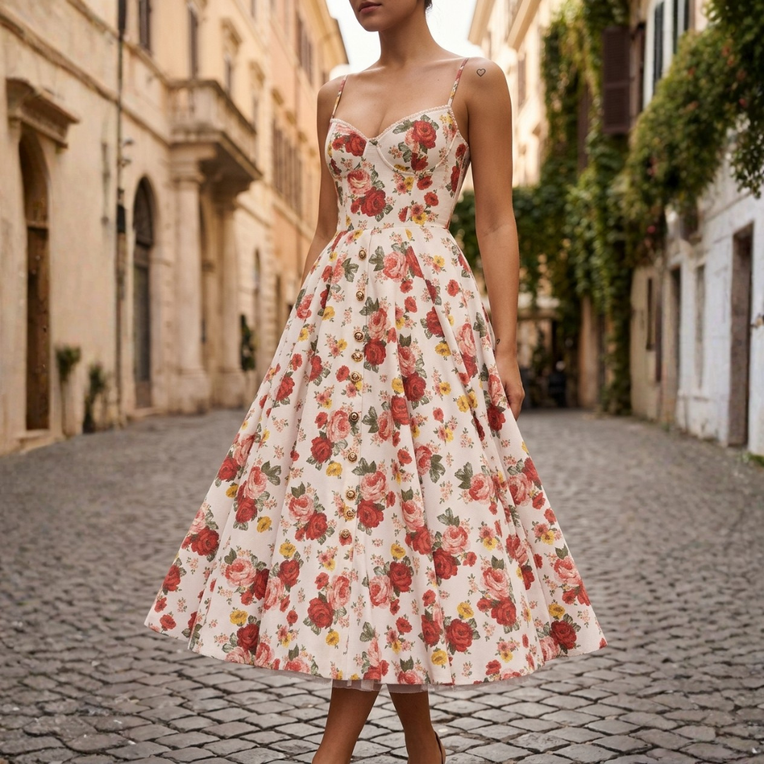 Women's Satin Midi Dress | Elegant Flowing Summer Cocktail Dress with Structured Bodice 1