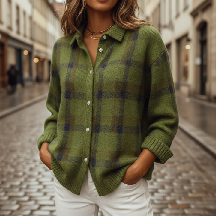 Women’s Cardigan Sweater Checkered
