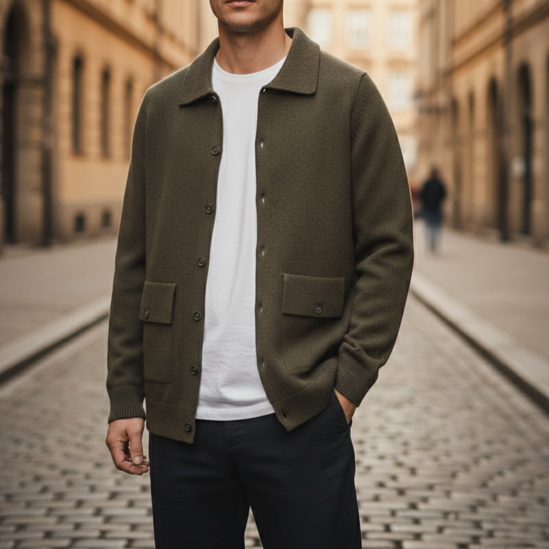 Long Sleeve Cardigan with Buttons and Pockets for Men