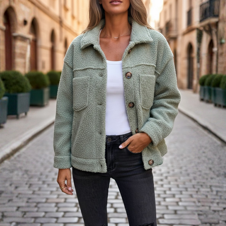 Elegant Autumn Jacket in Teddy Fabric for Women