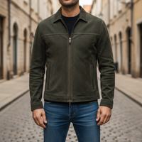 Men's Synthetic Leather Jacket with Zipper