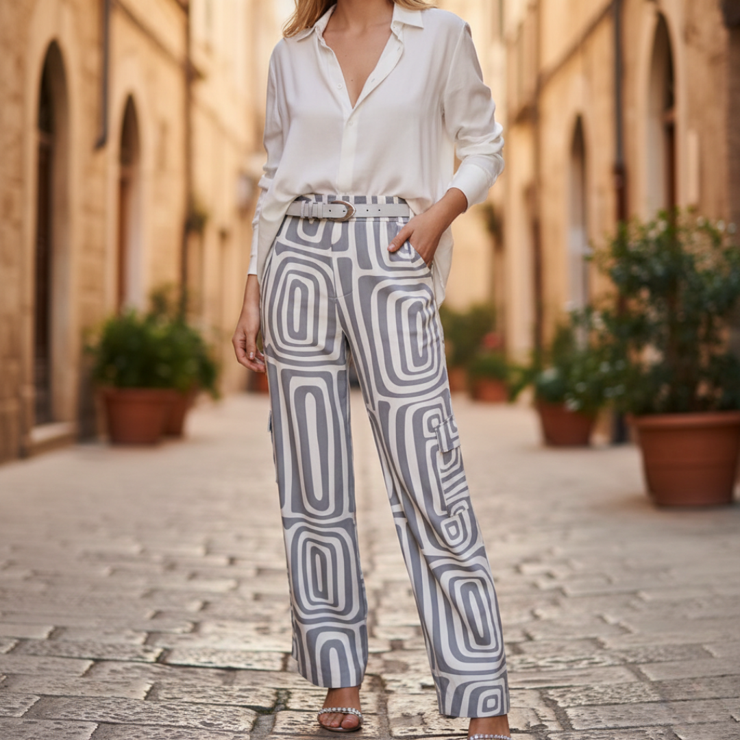 High-Waisted Pants and White Shirt Women&