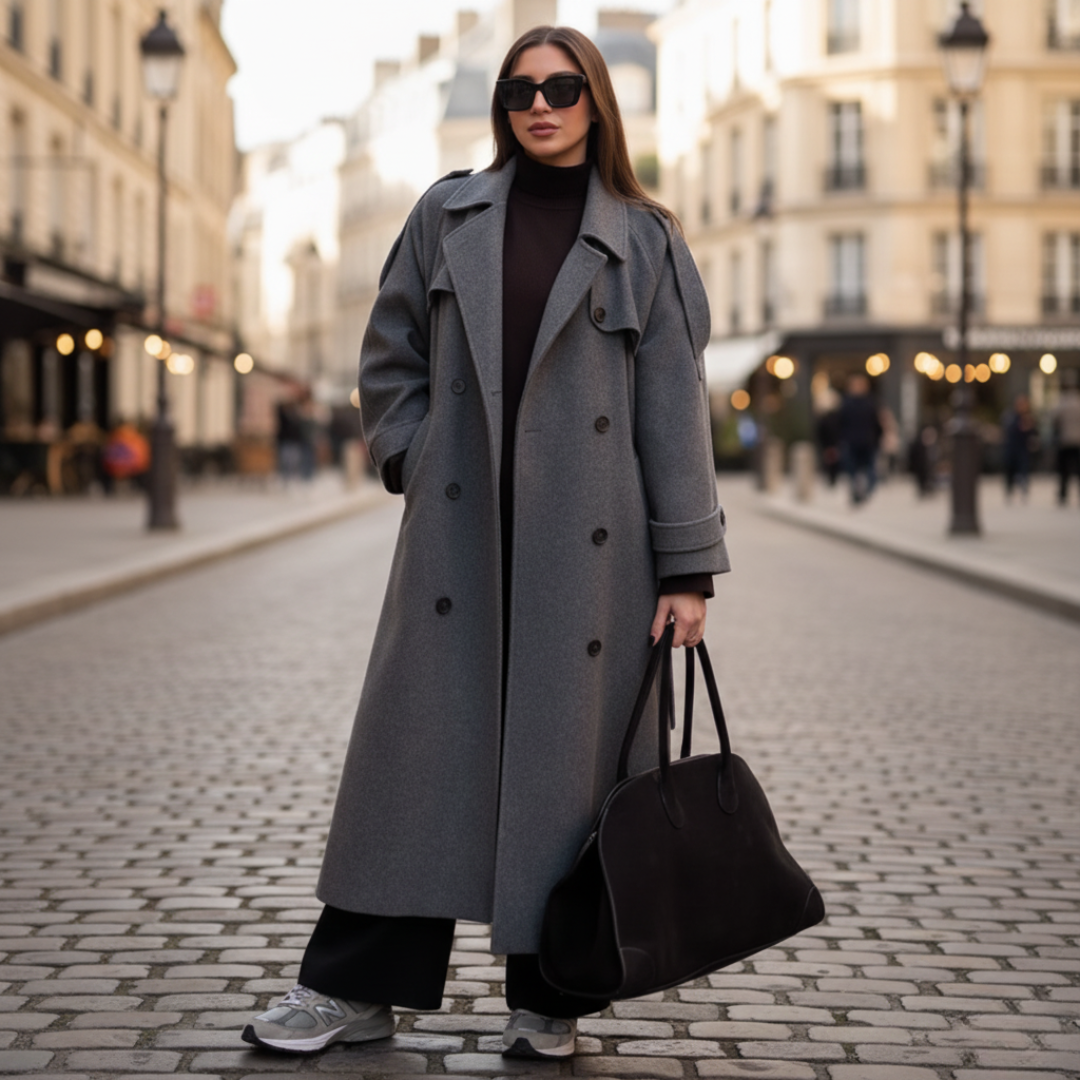 Lang vintertrenchcoat til kvinder