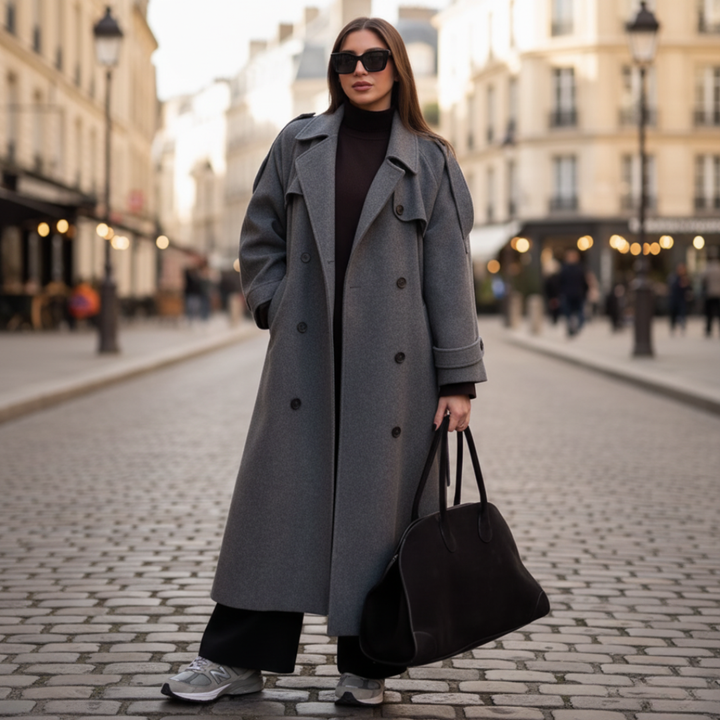 Lang vintertrenchcoat til kvinder