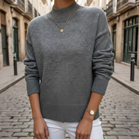 Women's High Neck Sweater in Milk White