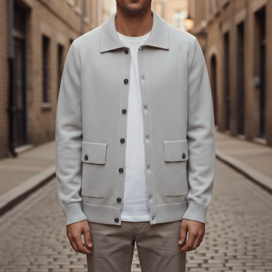 Long Sleeve Cardigan with Buttons and Pockets for Men