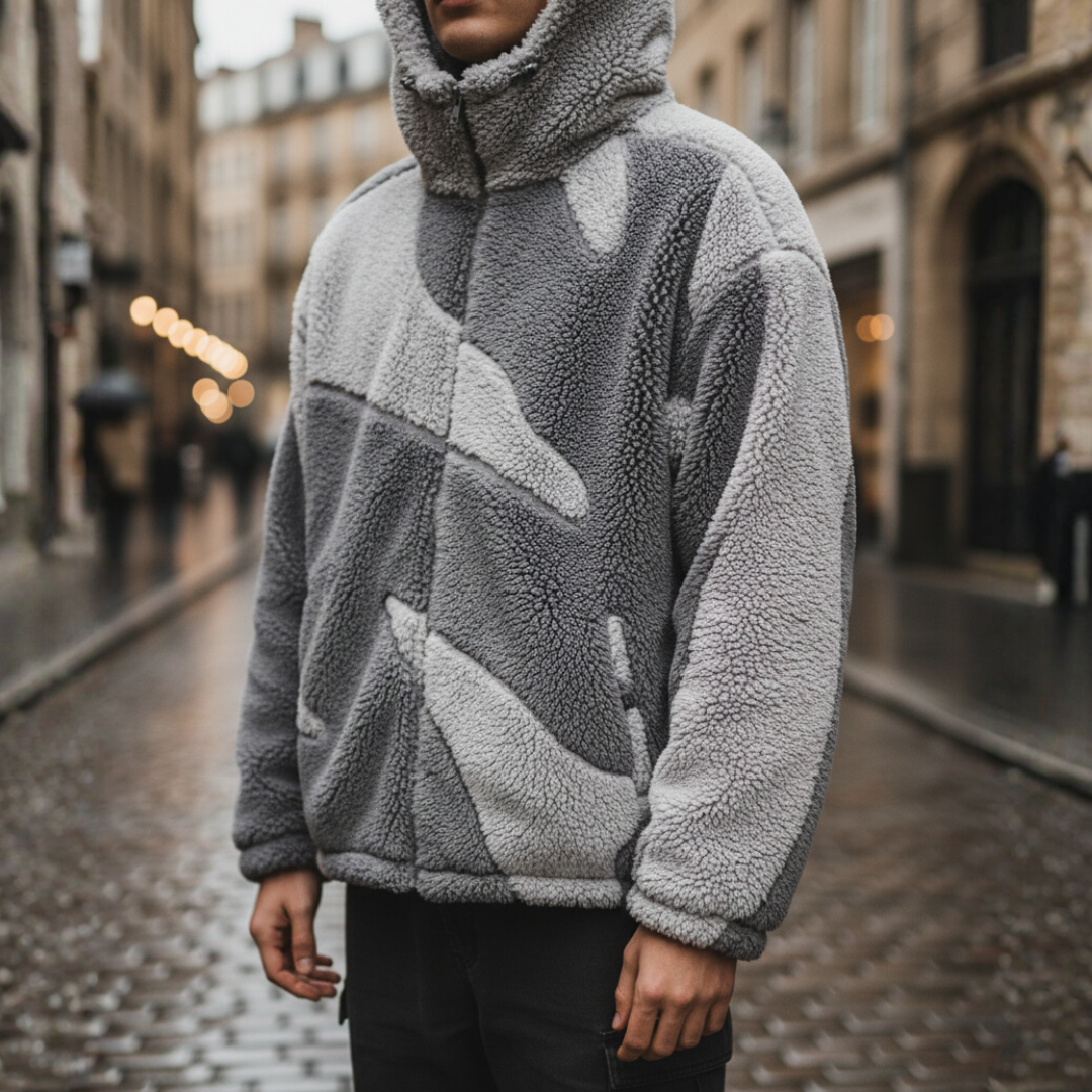 Hættejakke til mænd med camouflage-design