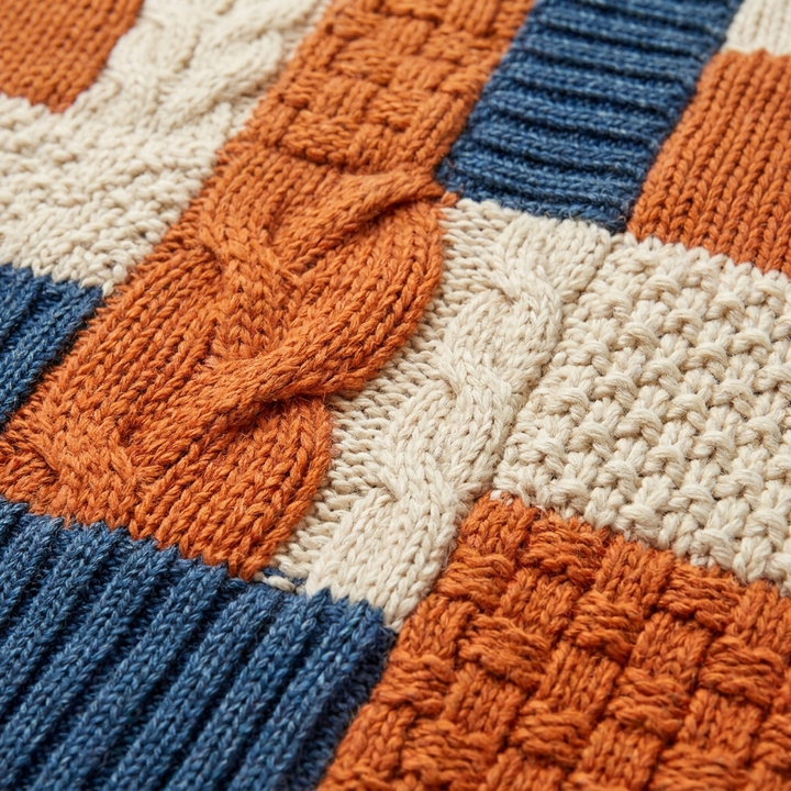Maglione da donna a maniche lunghe senza maniche con patchwork lavorato a maglia