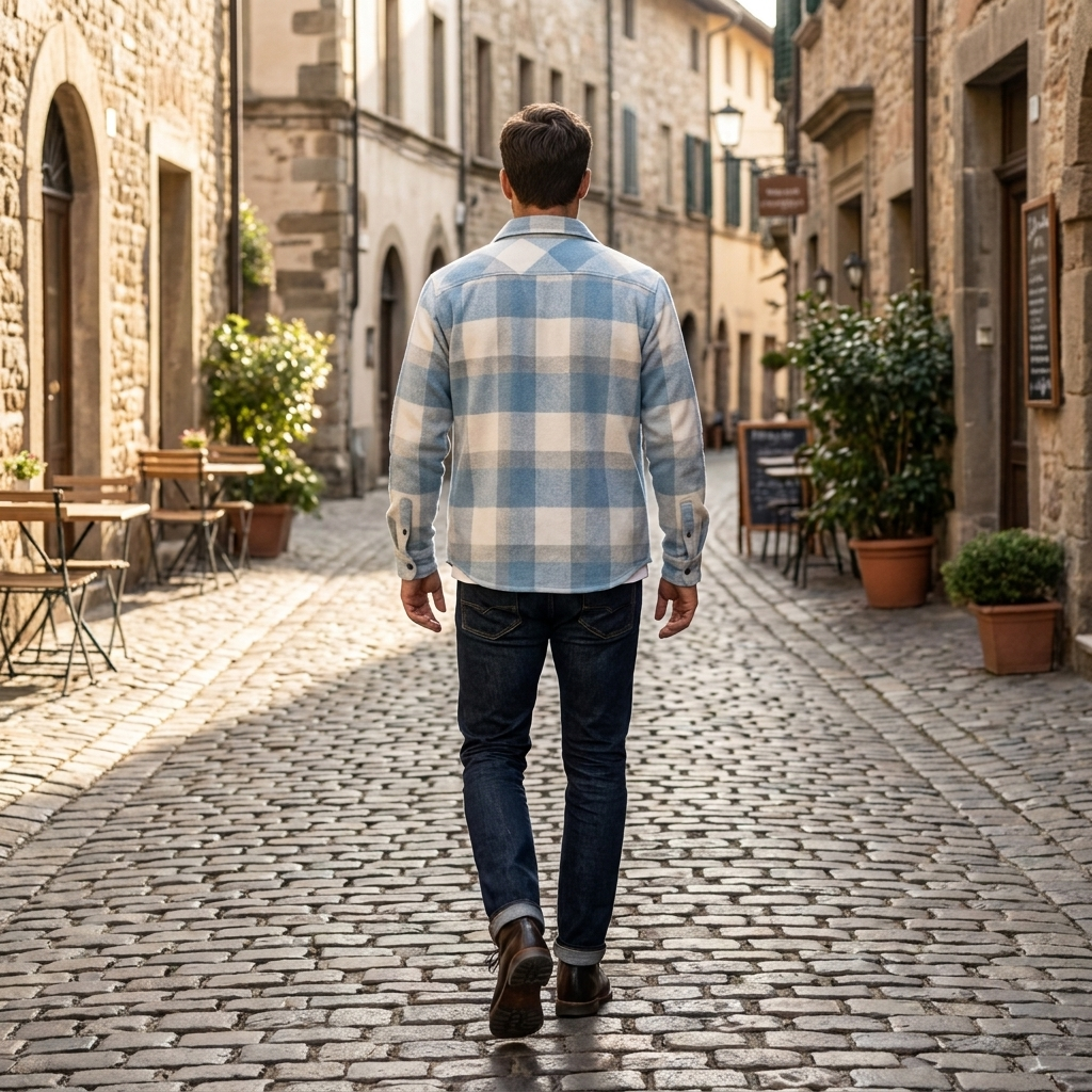 Camicia da uomo in flanella a quadri senza maniche a maniche lunghe