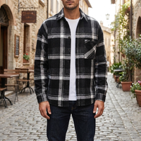 Camicia da uomo in flanella a quadri senza maniche a maniche lunghe