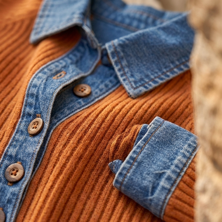 Maglione da donna a maniche lunghe senza maniche con patchwork lavorato a maglia