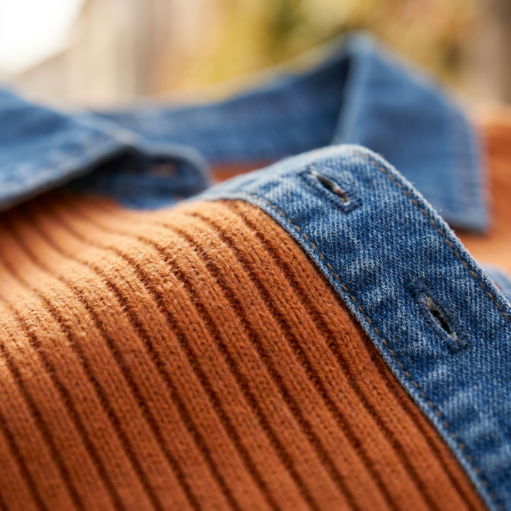 Maglione da donna a maniche lunghe senza maniche con patchwork lavorato a maglia