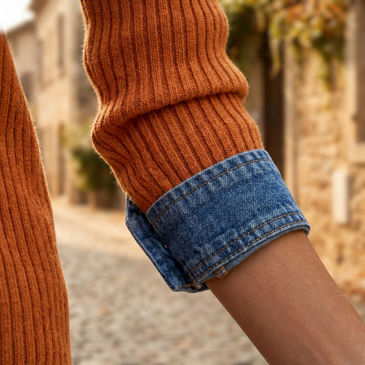 Maglione da donna a maniche lunghe senza maniche con patchwork lavorato a maglia