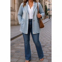 Women's Oversized Raw Edge Trim Blazer Jacket
