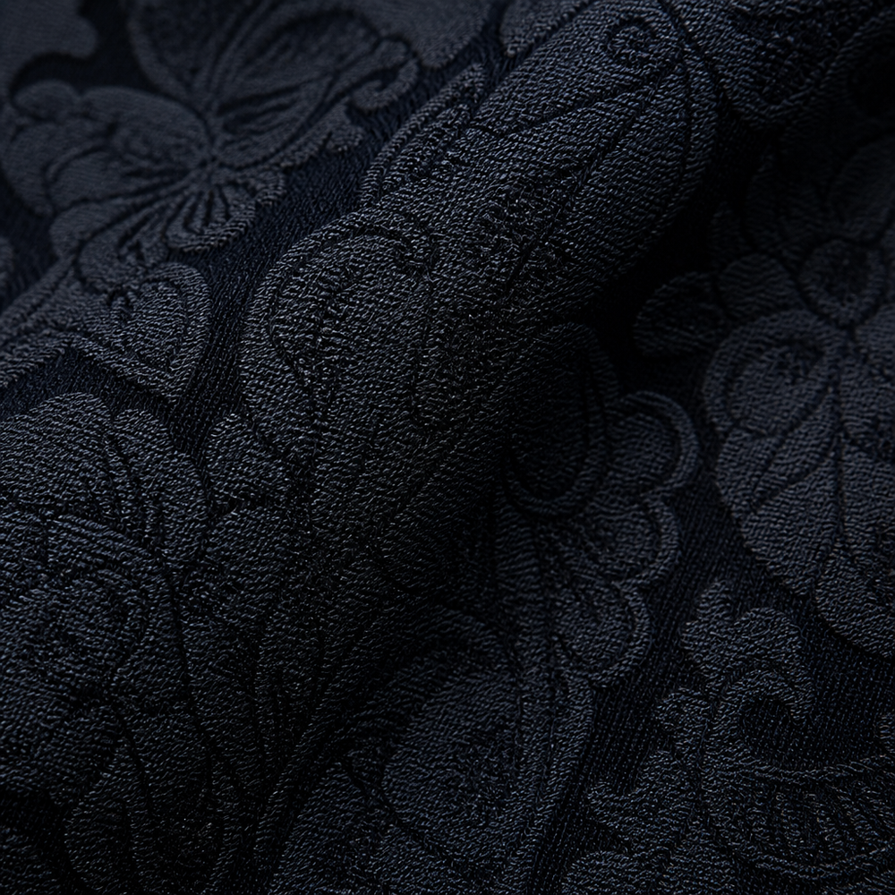 Women's Paisley Print Fitted Blazer Jacket - Black