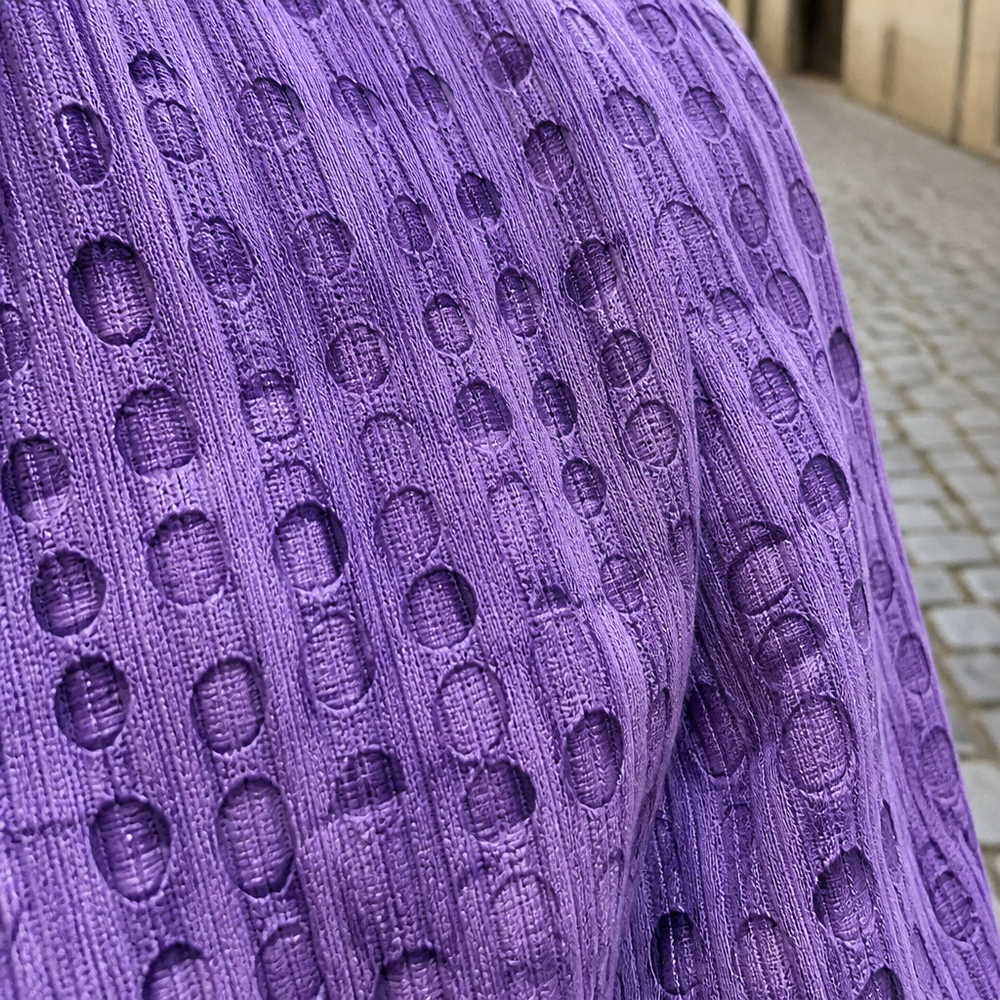 Women's Geometric Lattice Oversized Knit Turtleneck Sweater - Lavender