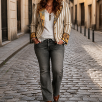 Women's Striped Relaxed Fit Blazer Jacket