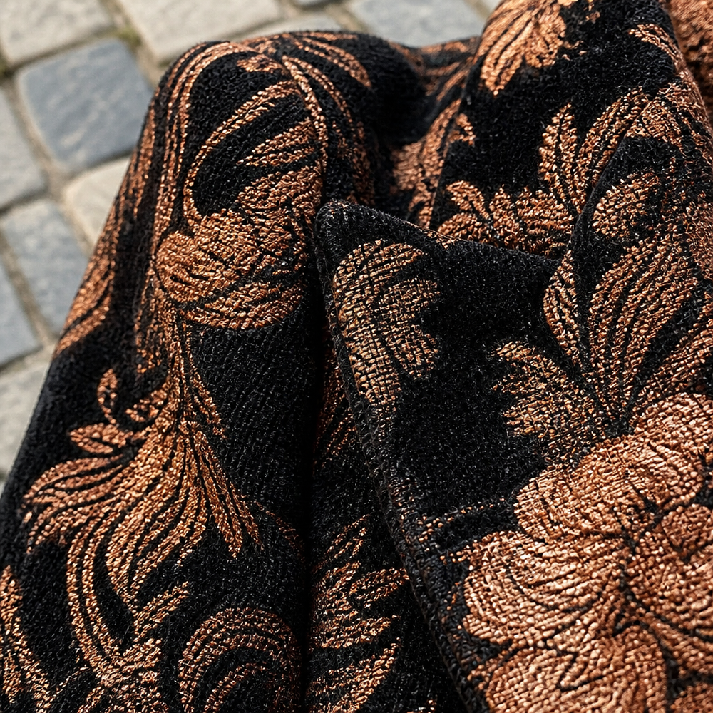Women's Floral Jacquard Fitted Blazer Jacket - Black