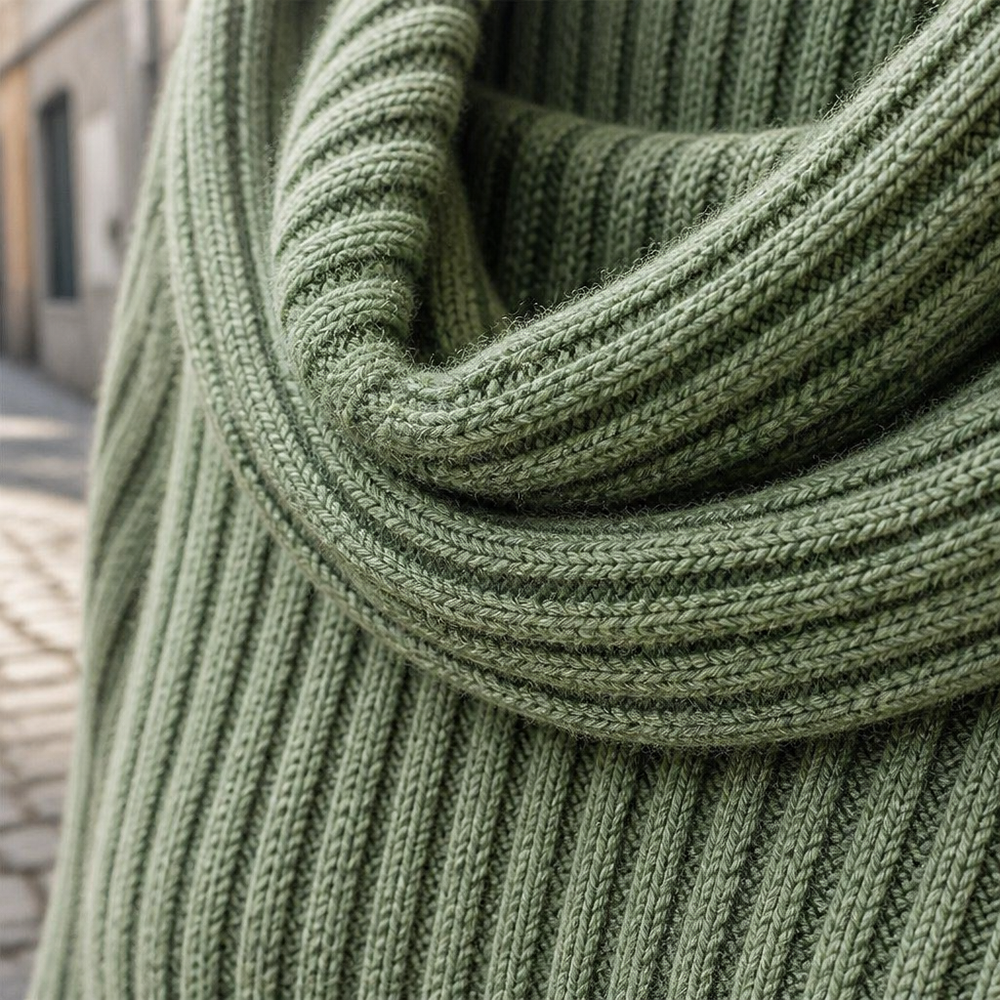 Women's Fitted Ribbed Cowl Neck Sweater - Green