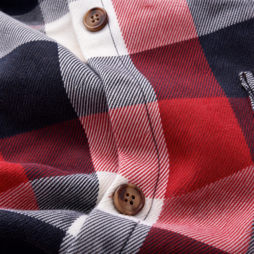 Women's Relaxed Fit Plaid Flannel Button Down Shirt - RED