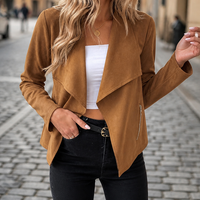 Women's Cropped Open Front Faux Suede Jacket