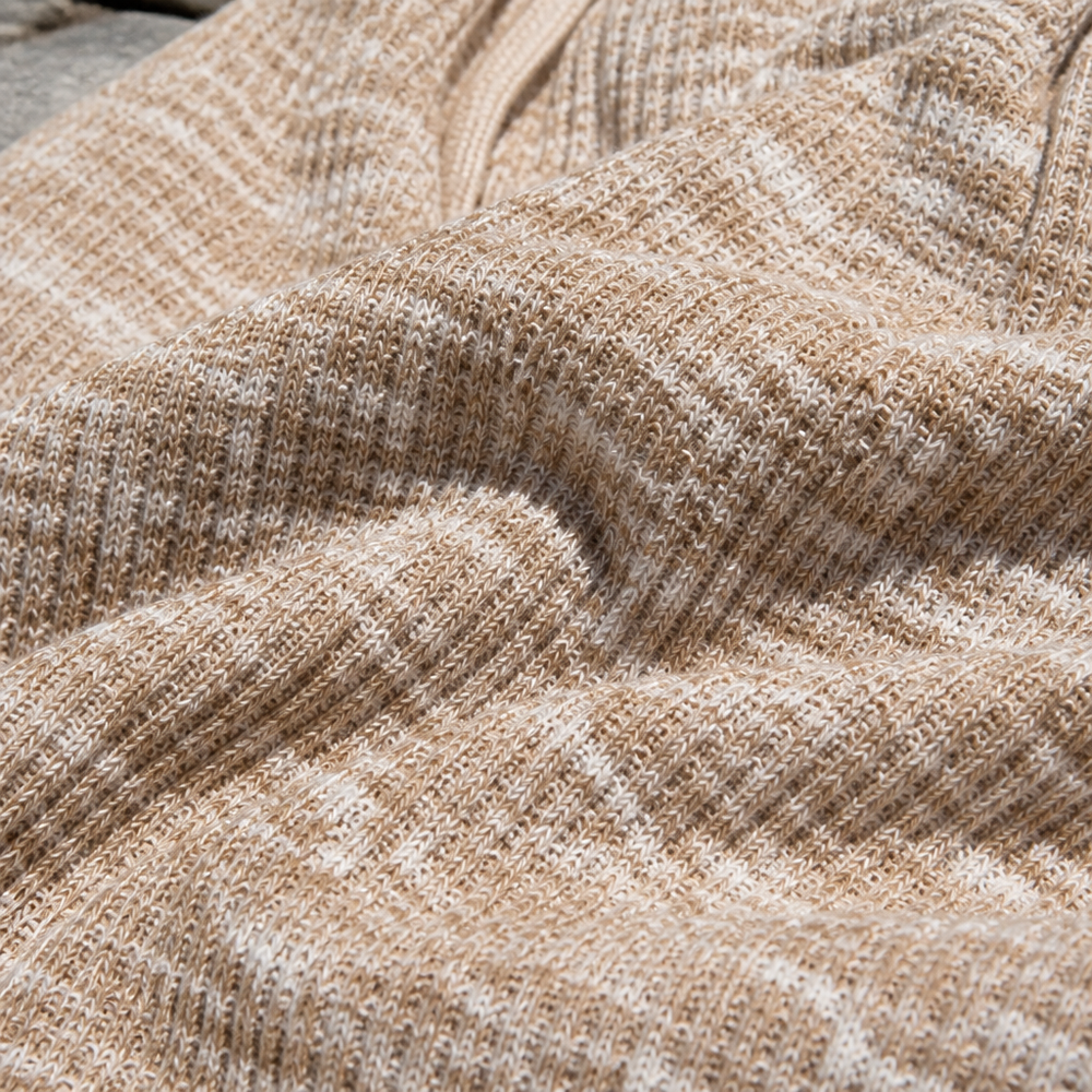 Women's Button Neck Waffle Knit Pullover Hoodie - KHAKI