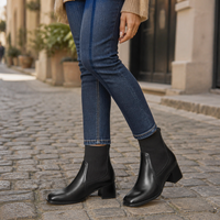 Women's Knit Panel Block Heel Ankle Boots