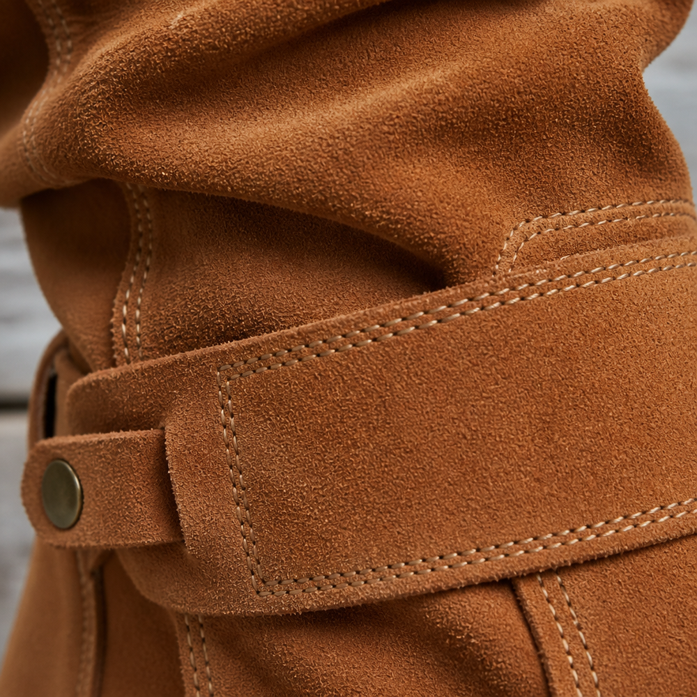 Women's Slouchy Wrap Strap Suede Ankle Boots - Brown