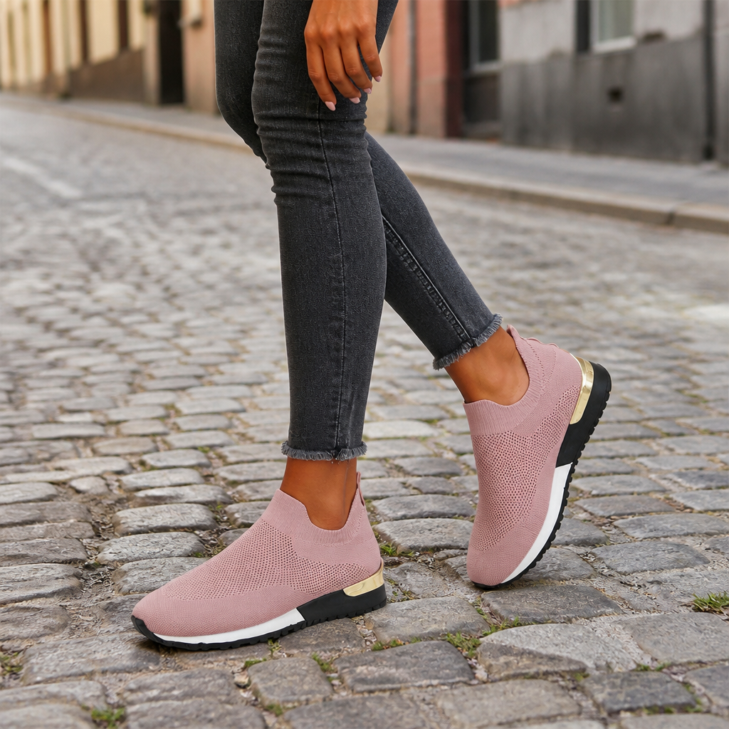 Women's Wide Fit Slip On Knit Sneakers - PINK