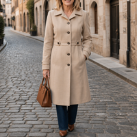 Women's Elegant Fitted Belted A-Line Coat