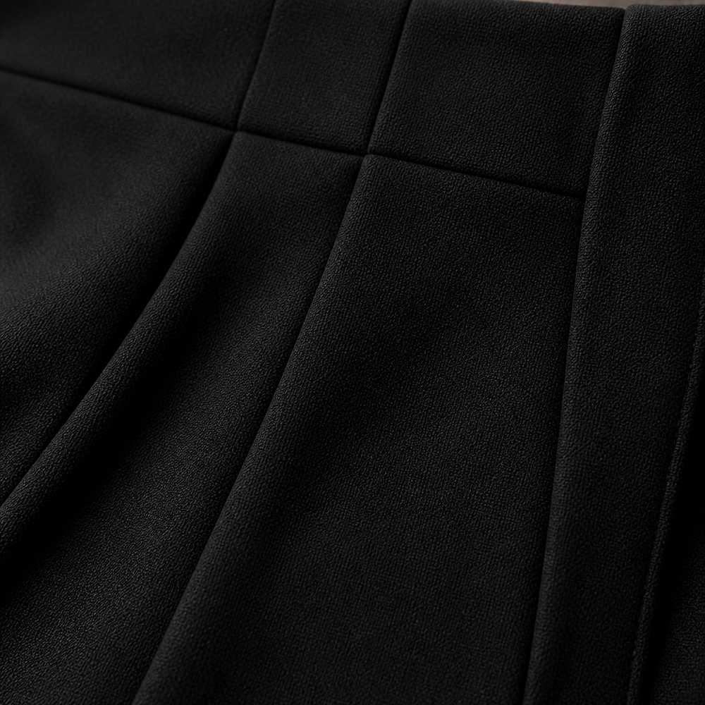 Women's Tailored Front Pleat High-Waist Wide-Leg Trousers - BLACK fabric