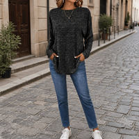 Women's Relaxed Waffle Knit Long Sleeve Top