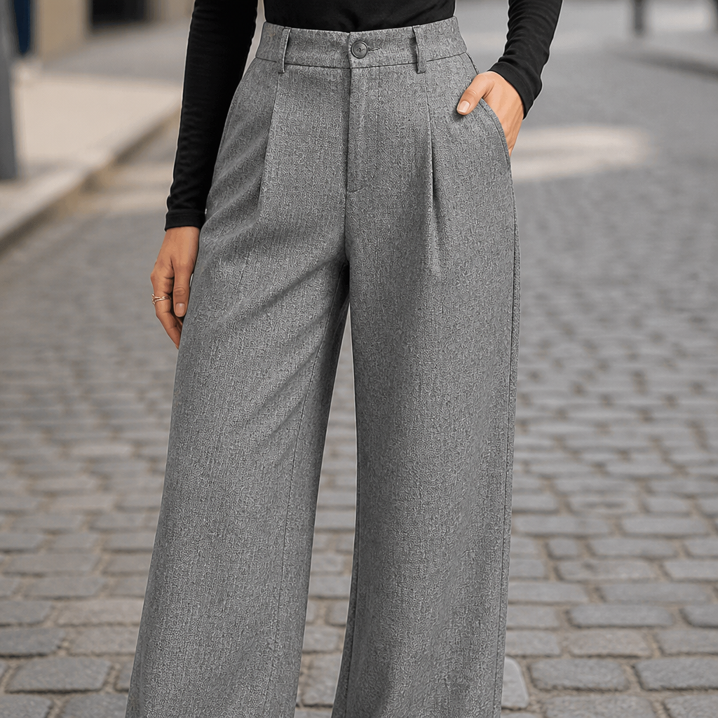Women's Pleated High-Waist Wide-Leg Dress Pants - Gray