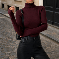 Women's Fitted Ribbed Knit Turtleneck Sweater