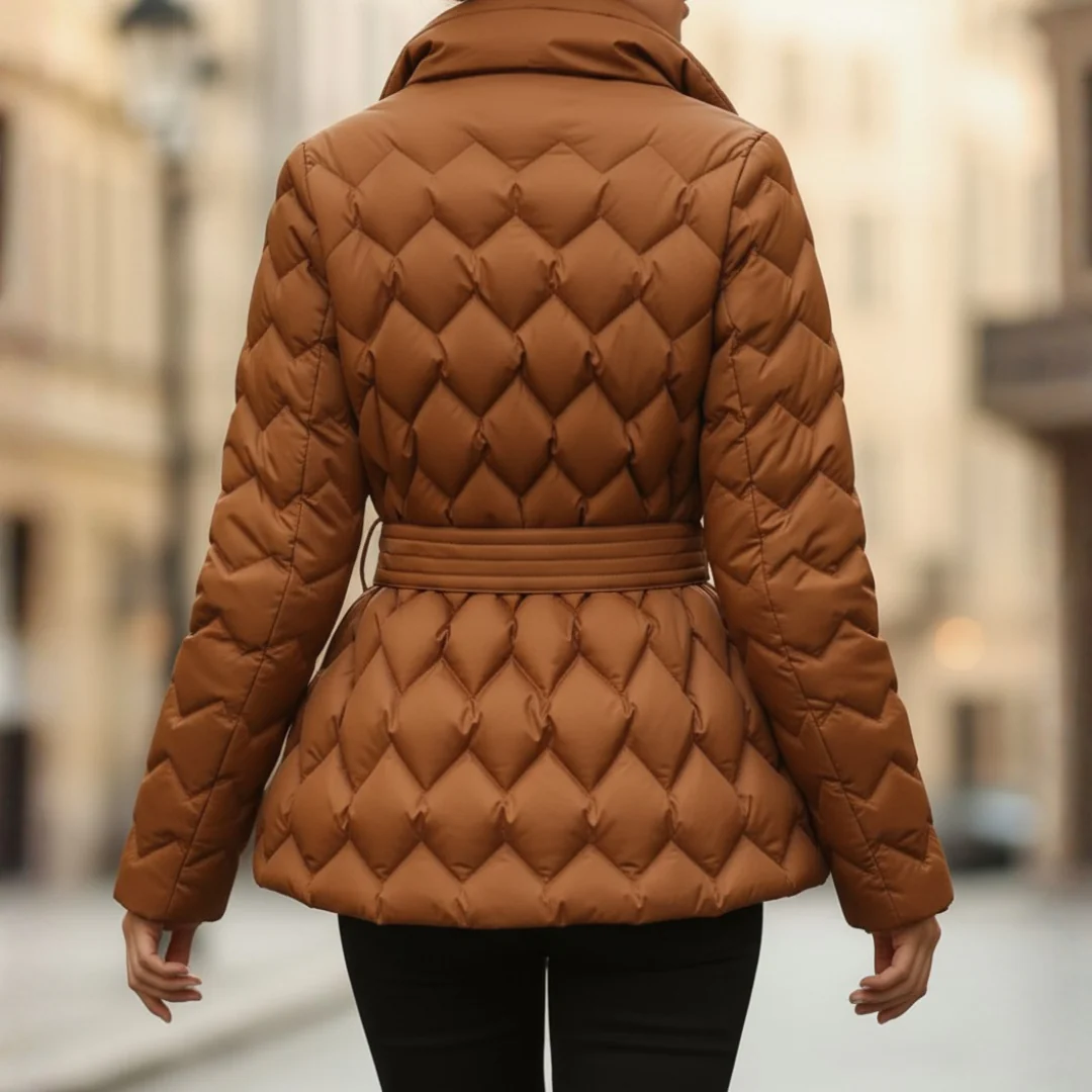 Cappotto trapuntato da donna con cintura