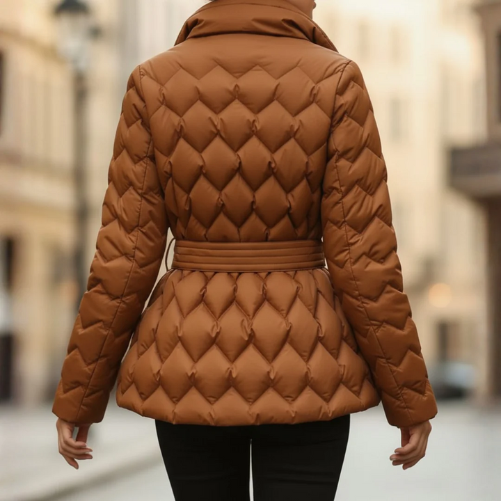 Cappotto trapuntato da donna con cintura