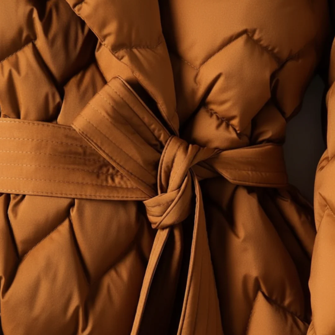 Cappotto trapuntato da donna con cintura