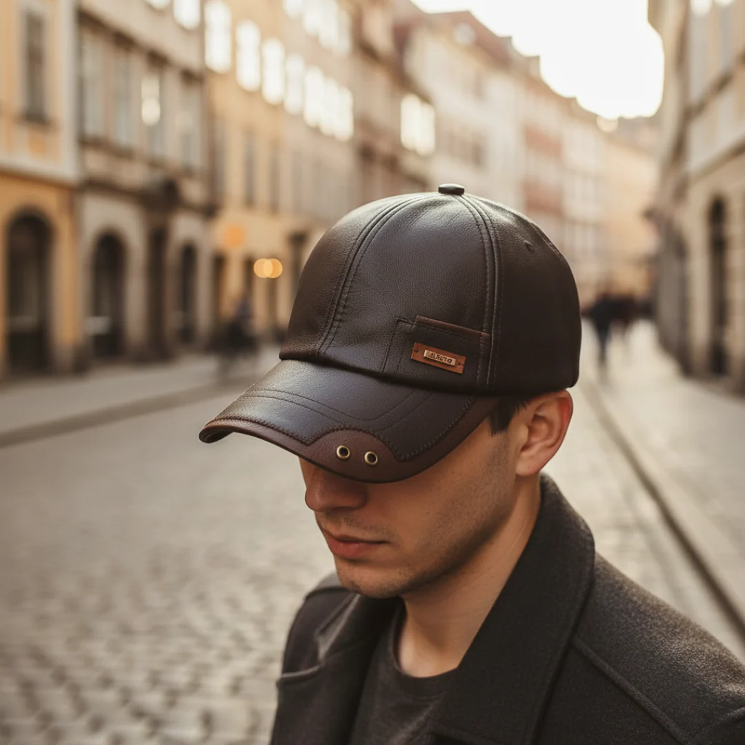 Adjustable Unisex Faux Leather Hat