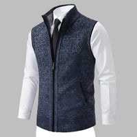 Men's Textured Knit Zip Up Vest