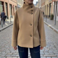 Women's Coat with High Collar and Buttons