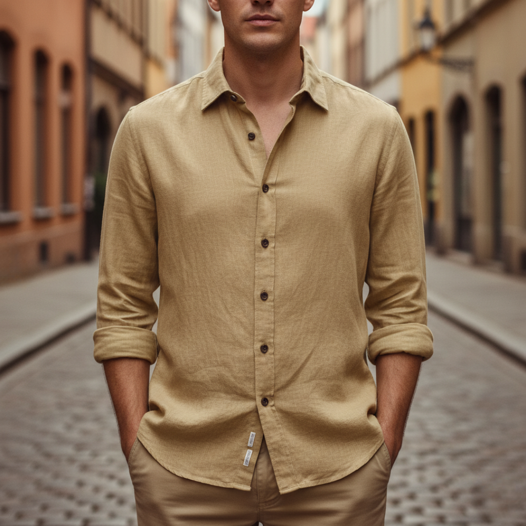 Camicia casual da uomo in tessuto misto