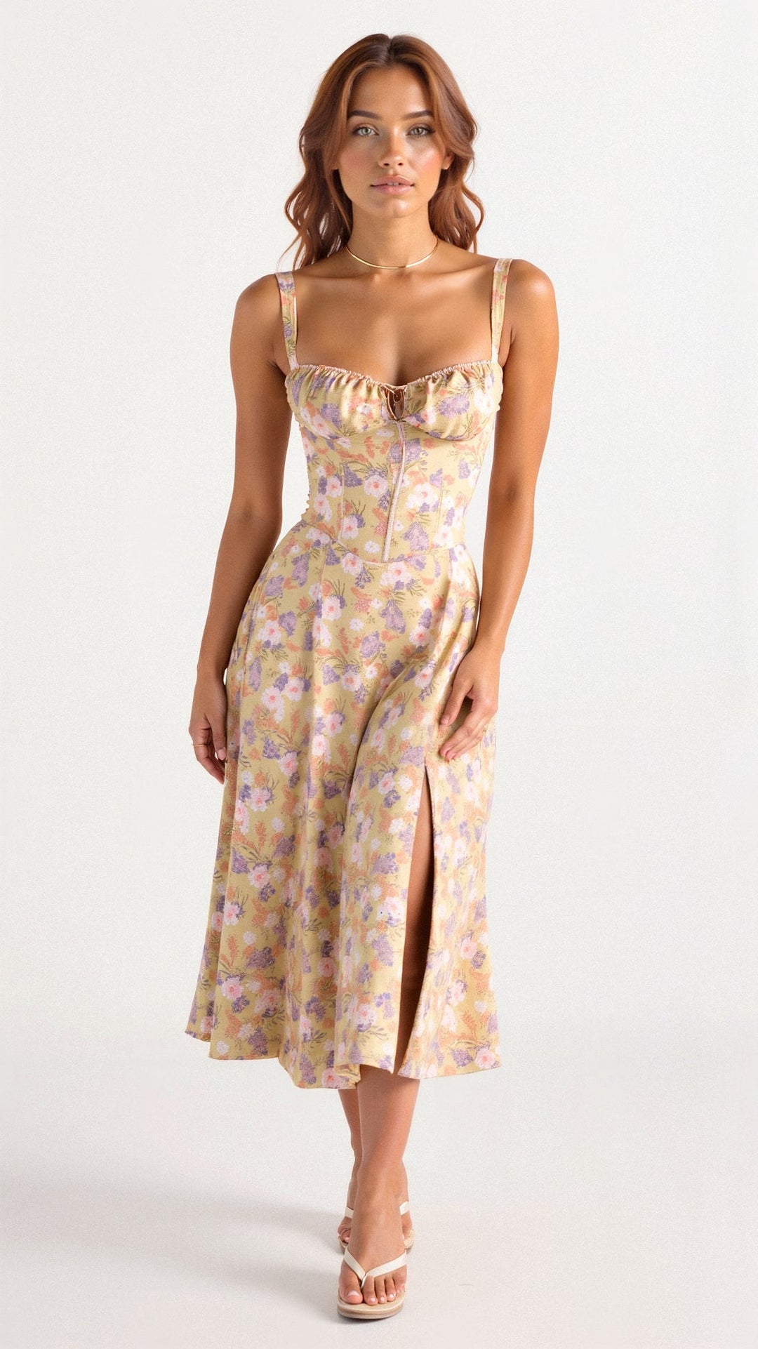 Women's Woven Velvet Midi Dress | Elegant Sleeveless Flared Summer Outfit 1