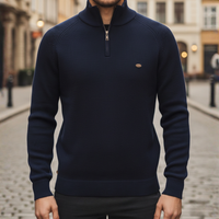 Men's Sweater with High Collar and Half Zip