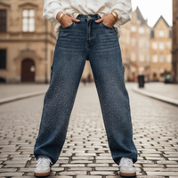 Women's Denim Jeans with Rhinestones