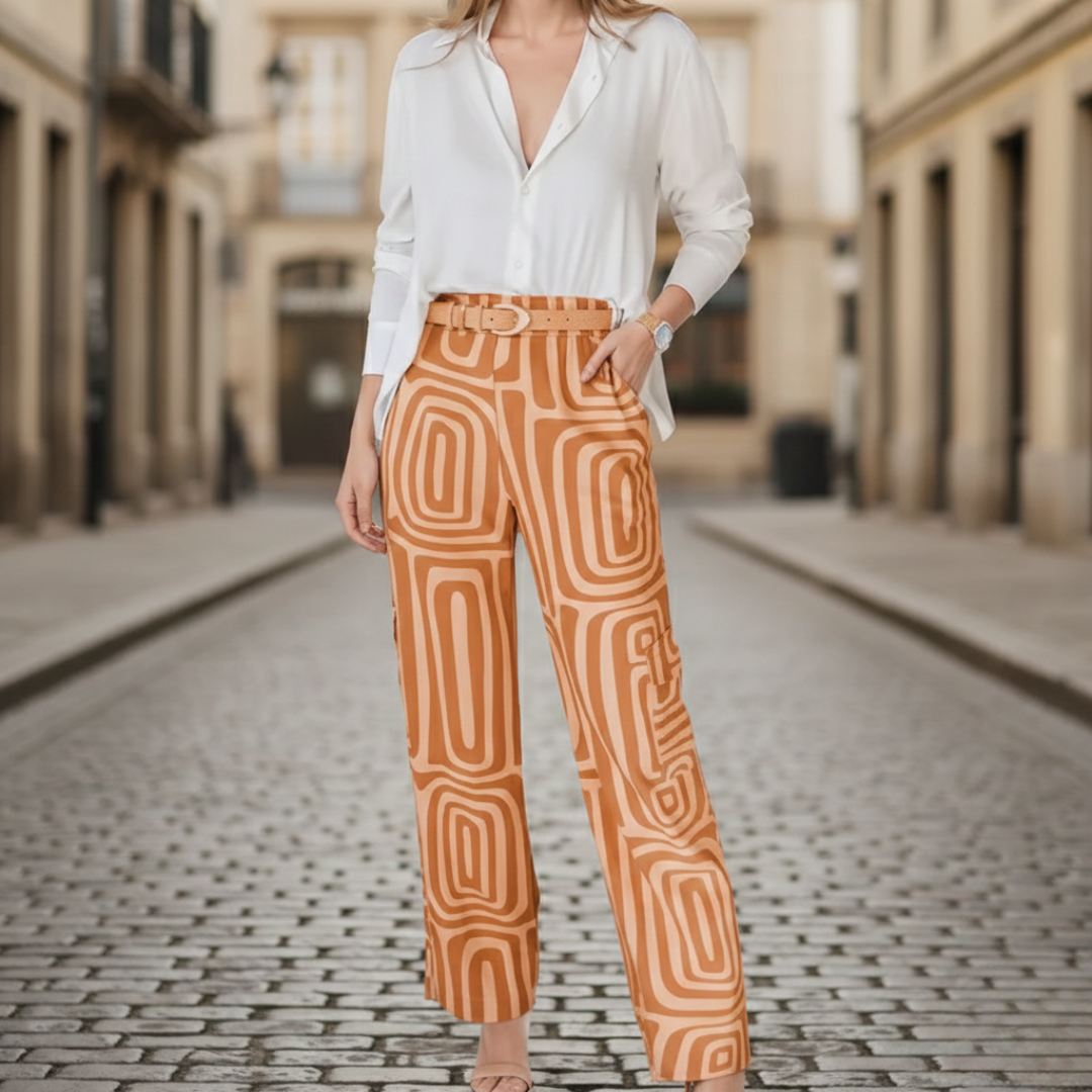 High-Waisted Pants and White Shirt Women&